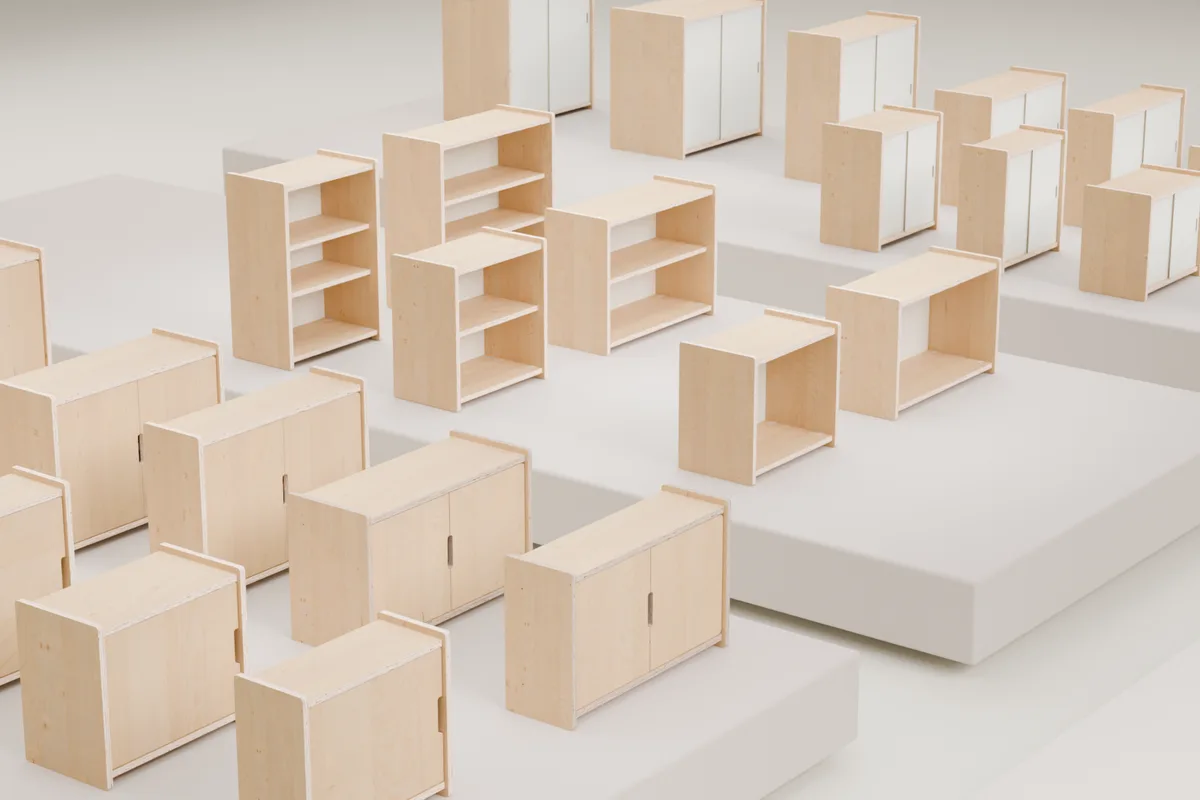 Vue d'ensemble des modules WALL_ter en contreplaqué de peuplier
